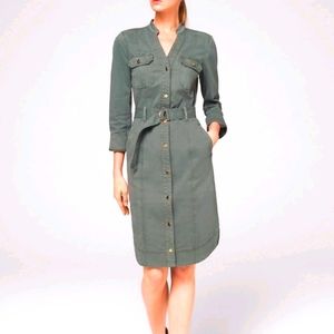 NWT WHBM Olive Green Military Style Dress